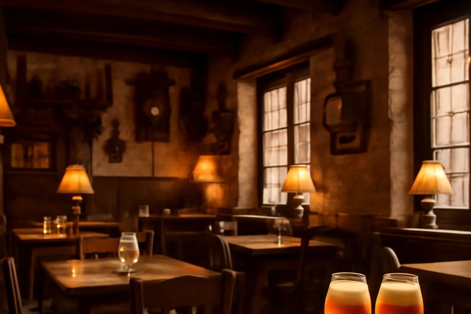 Intérieur chaleureux d'un estaminet flamand traditionnel